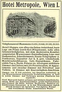 Anuncio del hotel Metropole, 1912